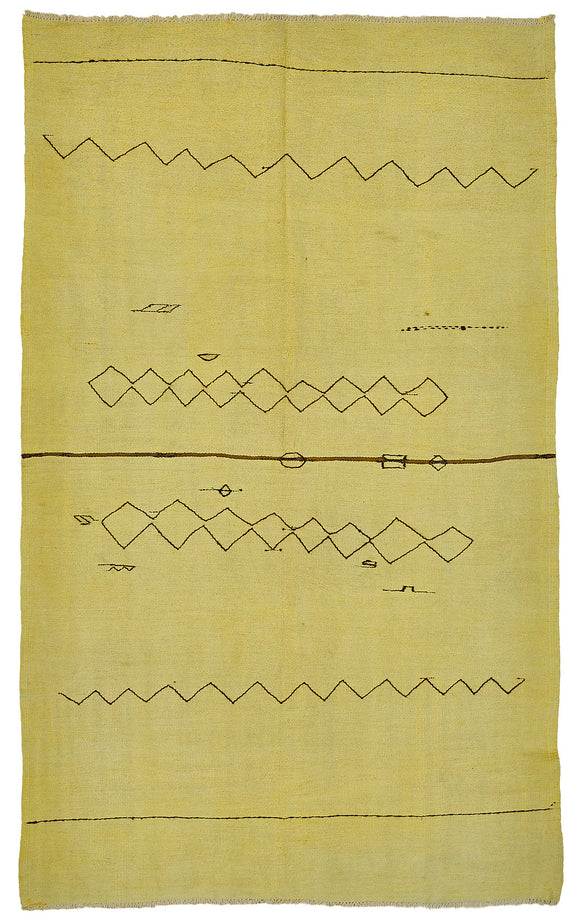 5x9 Yellow Color Hemp Kilim Rug - 50428