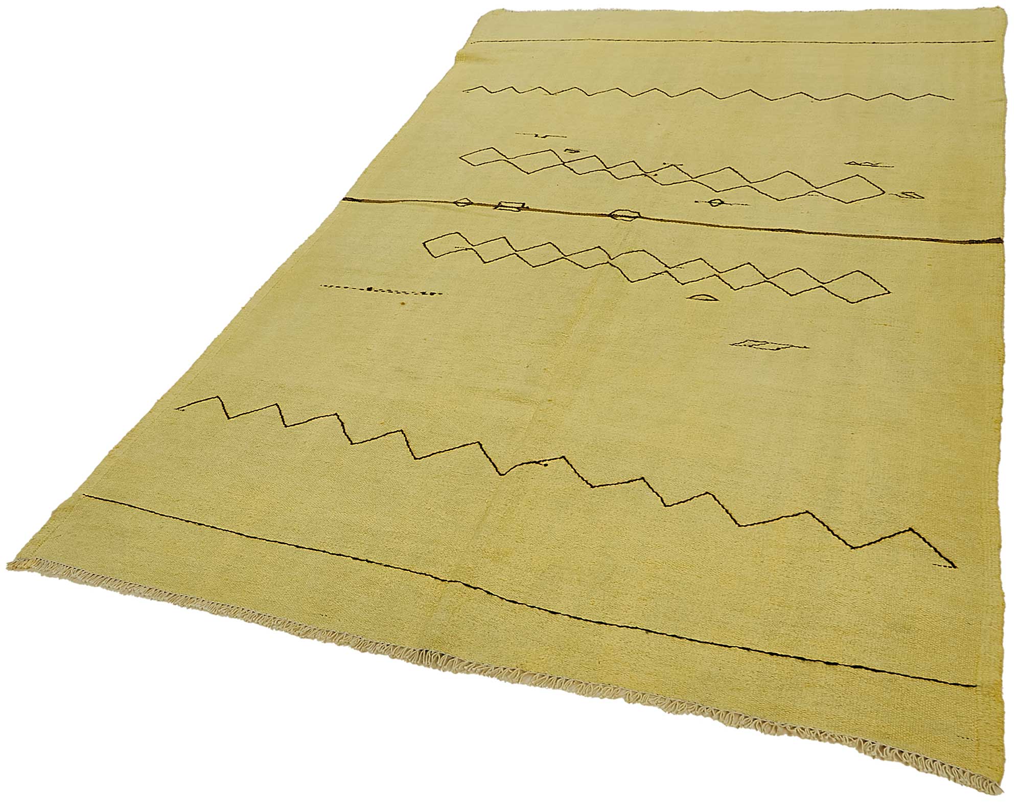 5x9 Yellow Color Hemp Kilim Rug - 50428