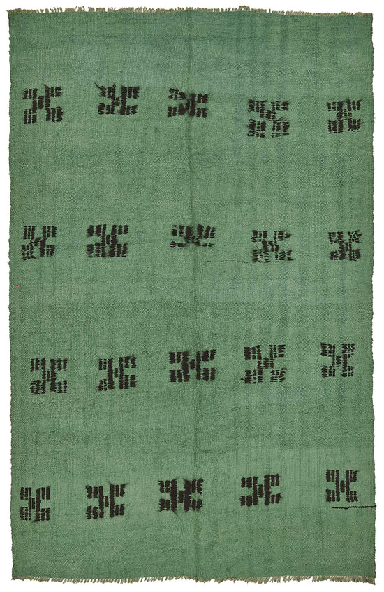 5x8 Green Color Hemp Kilim Rug - 50431