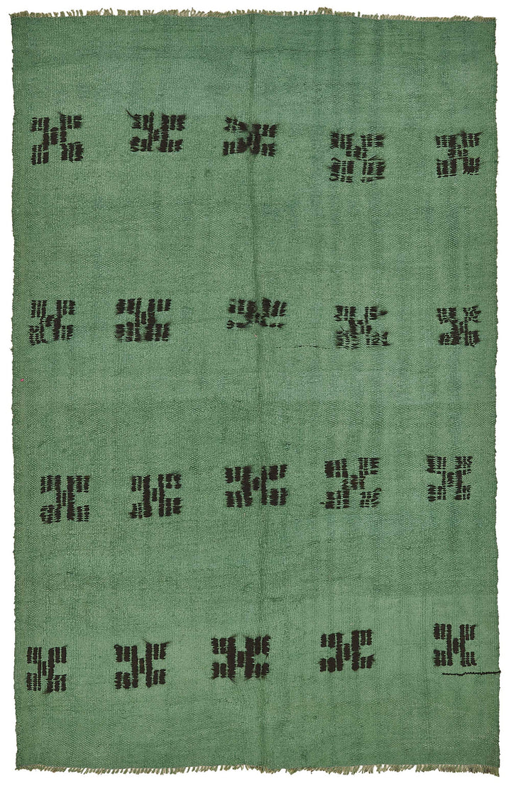 5x8 Green Color Hemp Kilim Rug - 50431