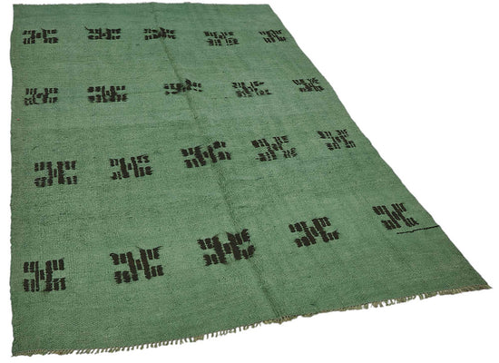 5x8 Green Color Hemp Kilim Rug - 50431