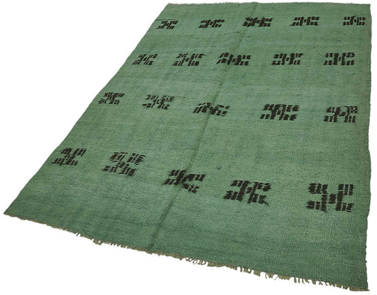 5x8 Green Color Hemp Kilim Rug - 50431