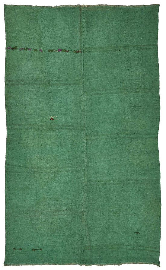 6x9 Green Color Hemp Kilim Rug - 50440