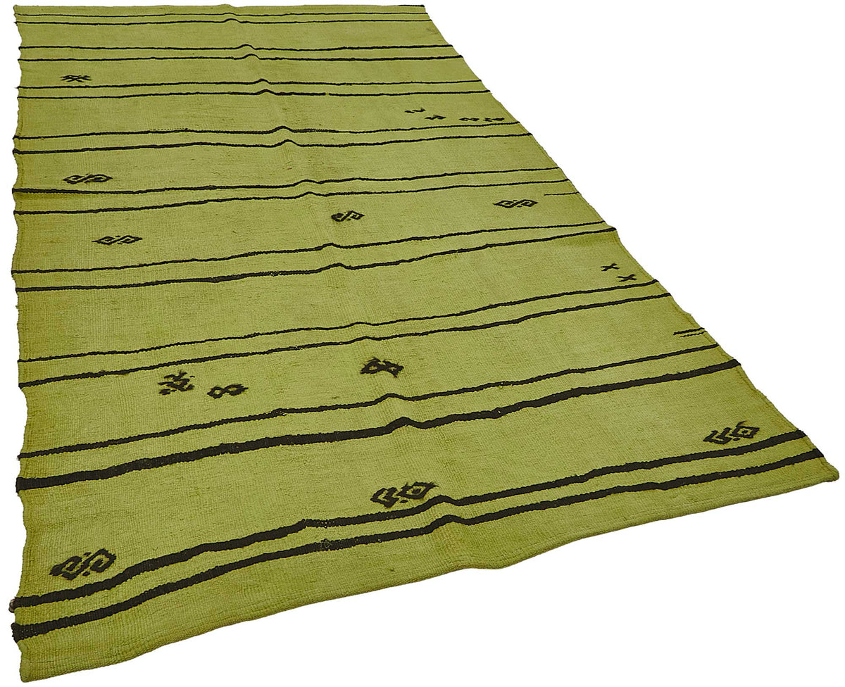 5x9 Green Color Hemp Kilim Rug - 50447