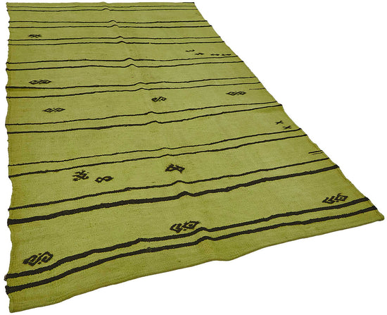 5x9 Green Color Hemp Kilim Rug - 50447