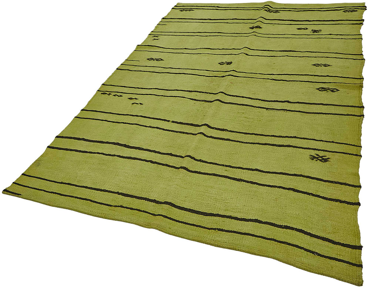 5x9 Green Color Hemp Kilim Rug - 50447
