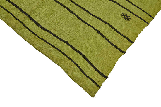 5x9 Green Color Hemp Kilim Rug - 50447