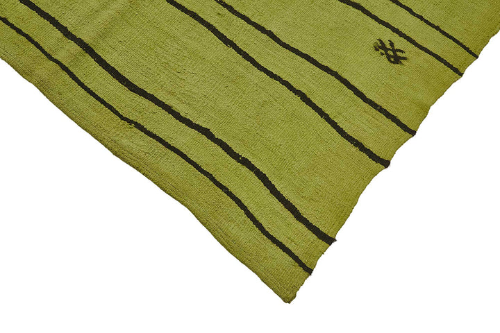 5x9 Green Color Hemp Kilim Rug - 50447
