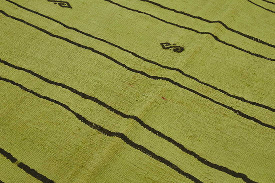 5x9 Green Color Hemp Kilim Rug - 50447