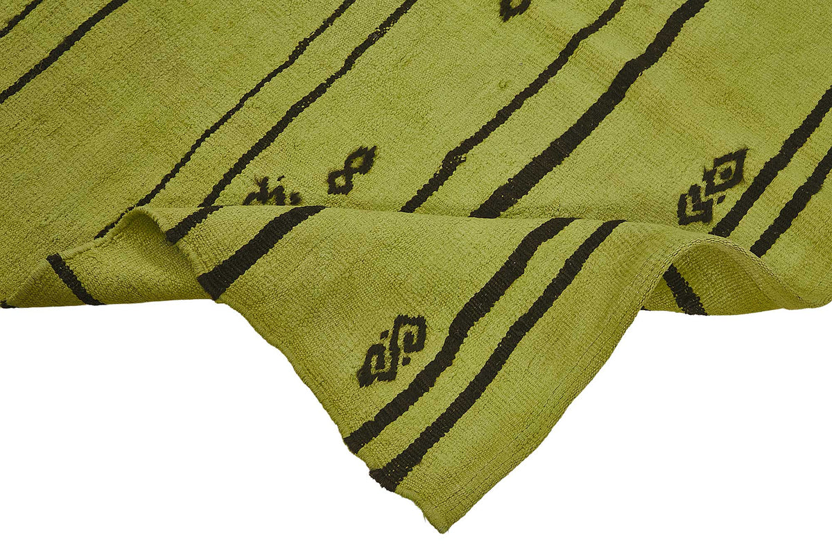 5x9 Green Color Hemp Kilim Rug - 50447
