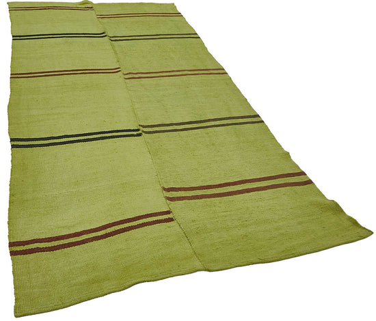 5x10 Green Color Hemp Kilim Rug - 50449