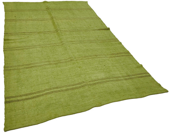 5x9 Green Color Hemp Kilim Rug - 50450