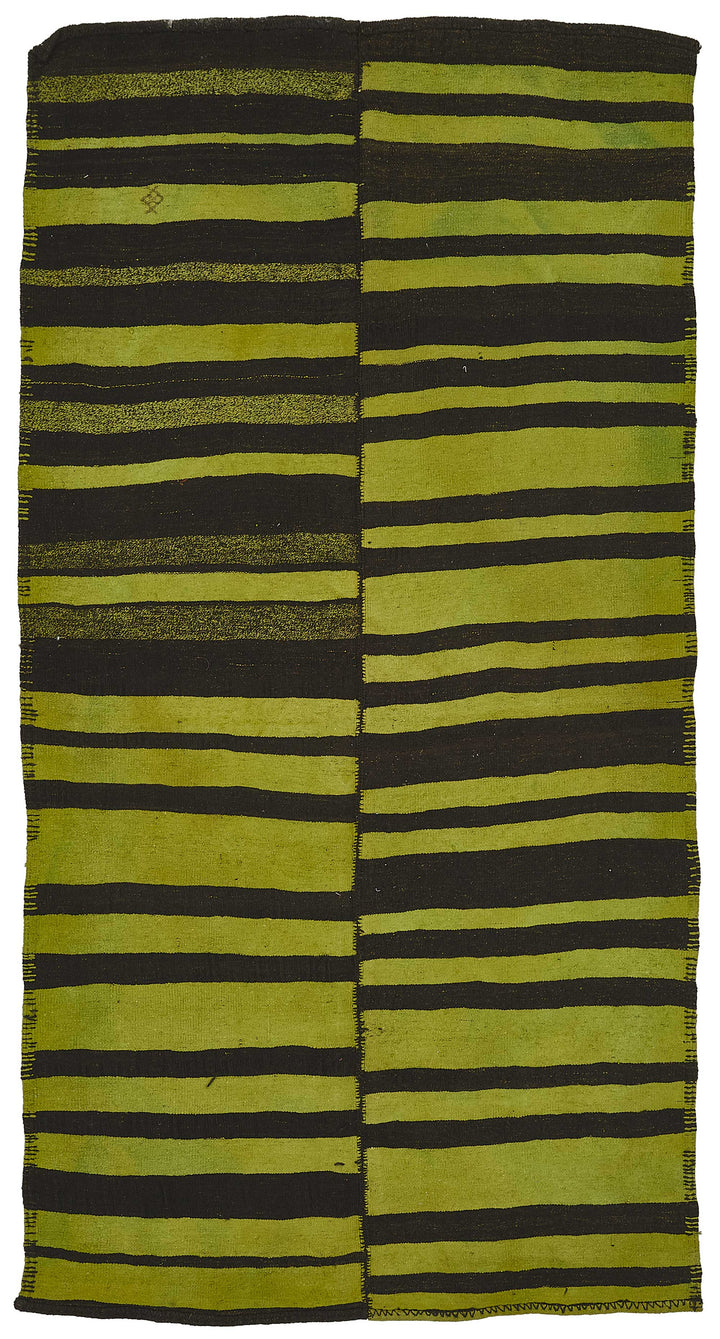 5x10 Green Color Hemp Kilim Rug - 50454