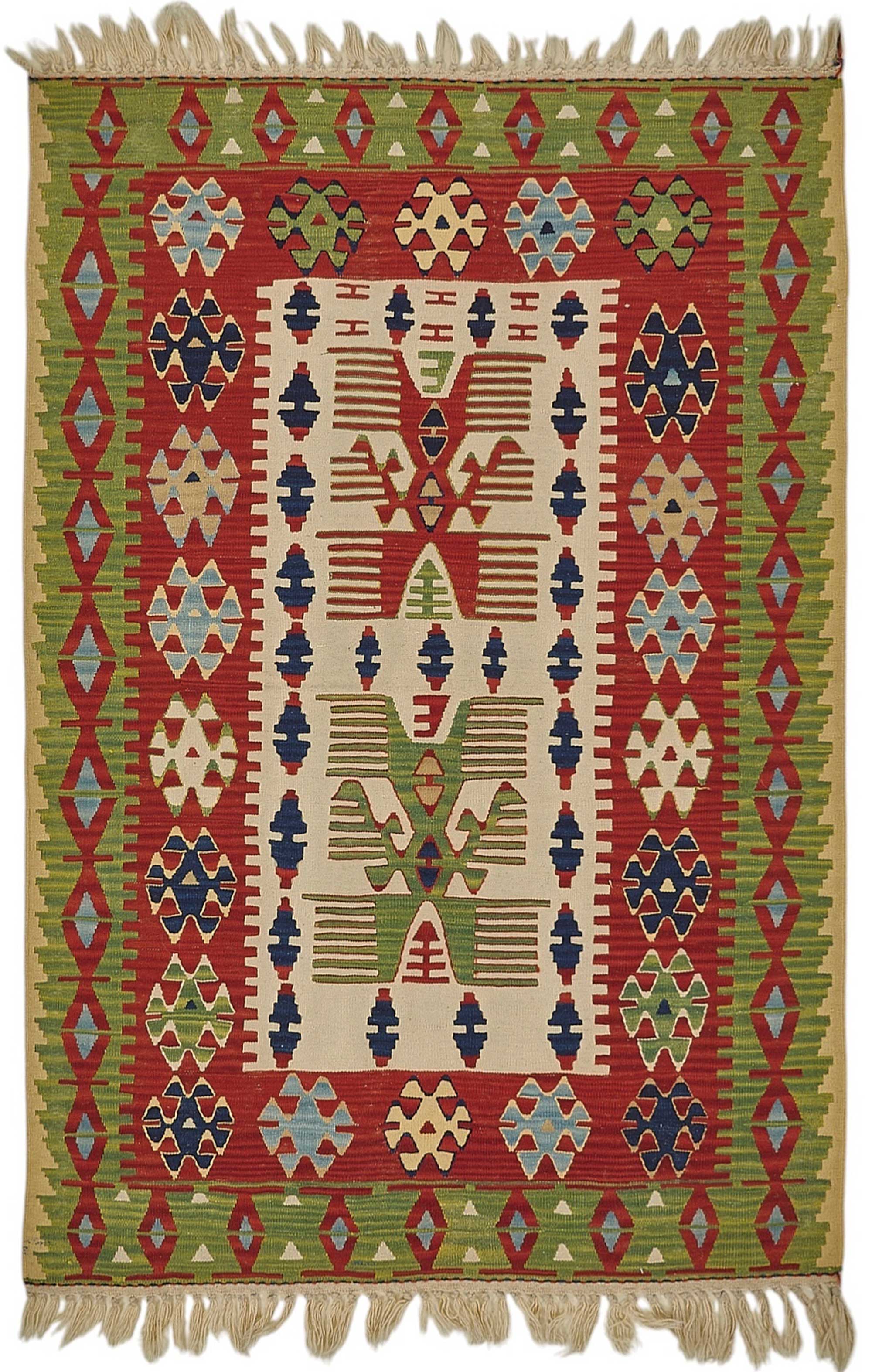 4x6 Handwoven Turkish Wool Kilim Rug - 50463
