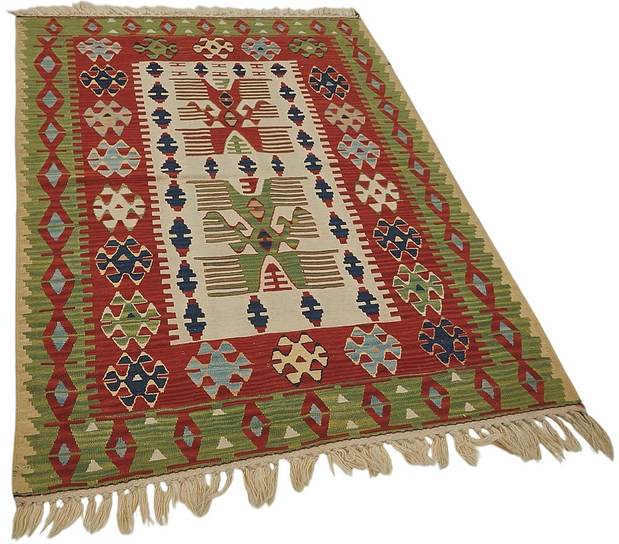 4x6 Handwoven Turkish Wool Kilim Rug - 50463