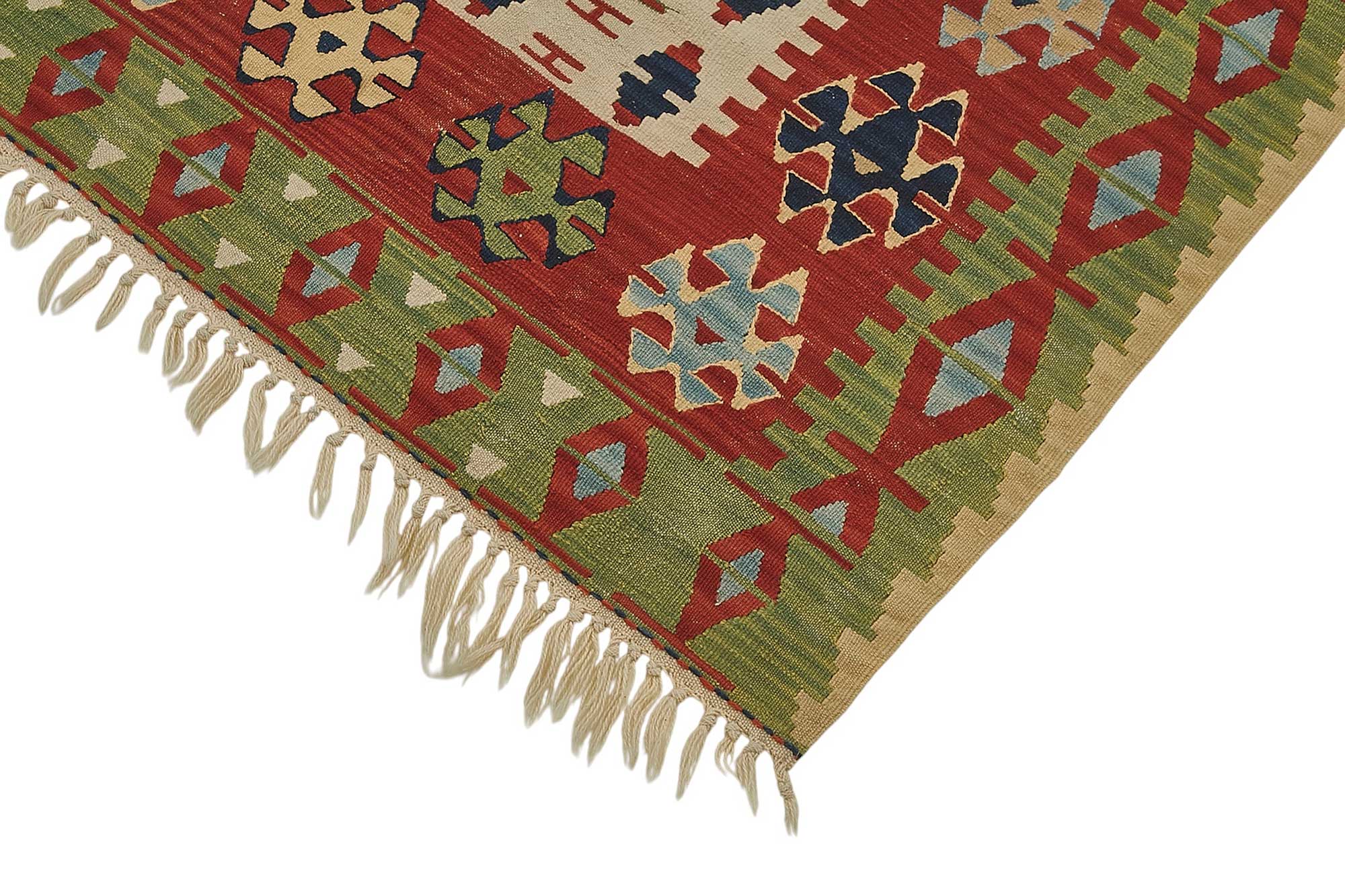 4x6 Handwoven Turkish Wool Kilim Rug - 50463