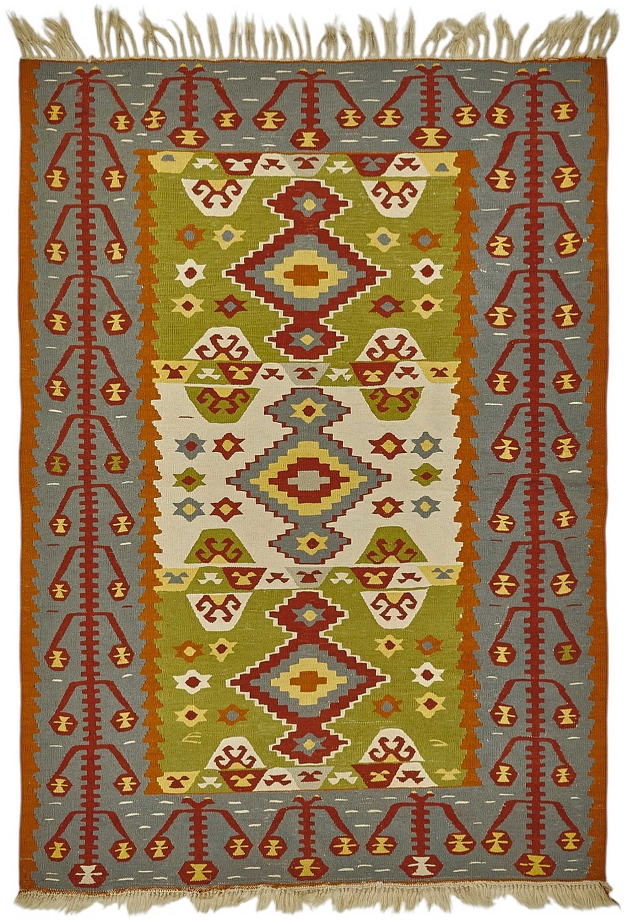 4x5 Handwoven Turkish Wool Kilim Rug - 50465