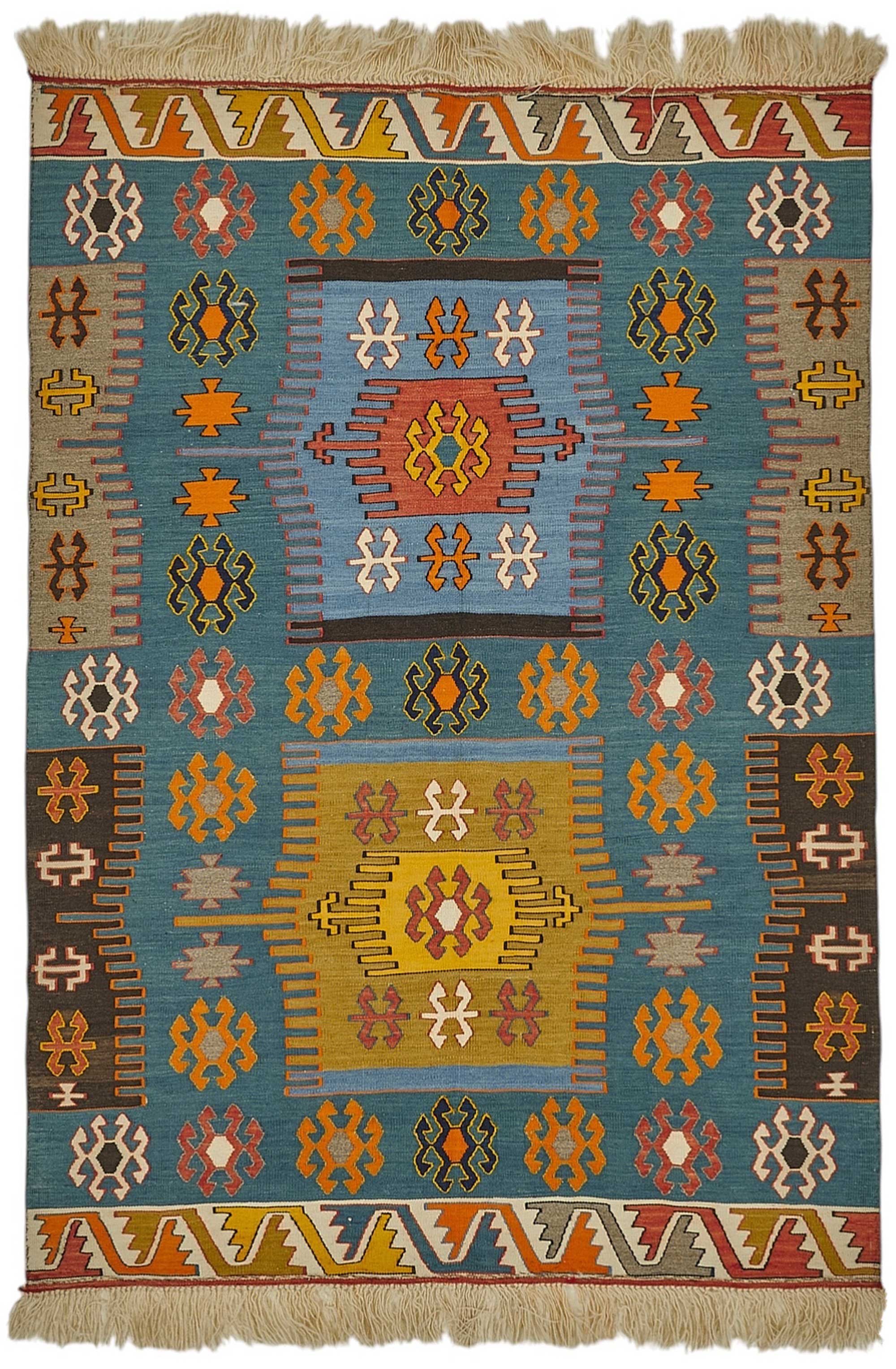 4x6 Handwoven Turkish Wool Kilim Rug - 50466
