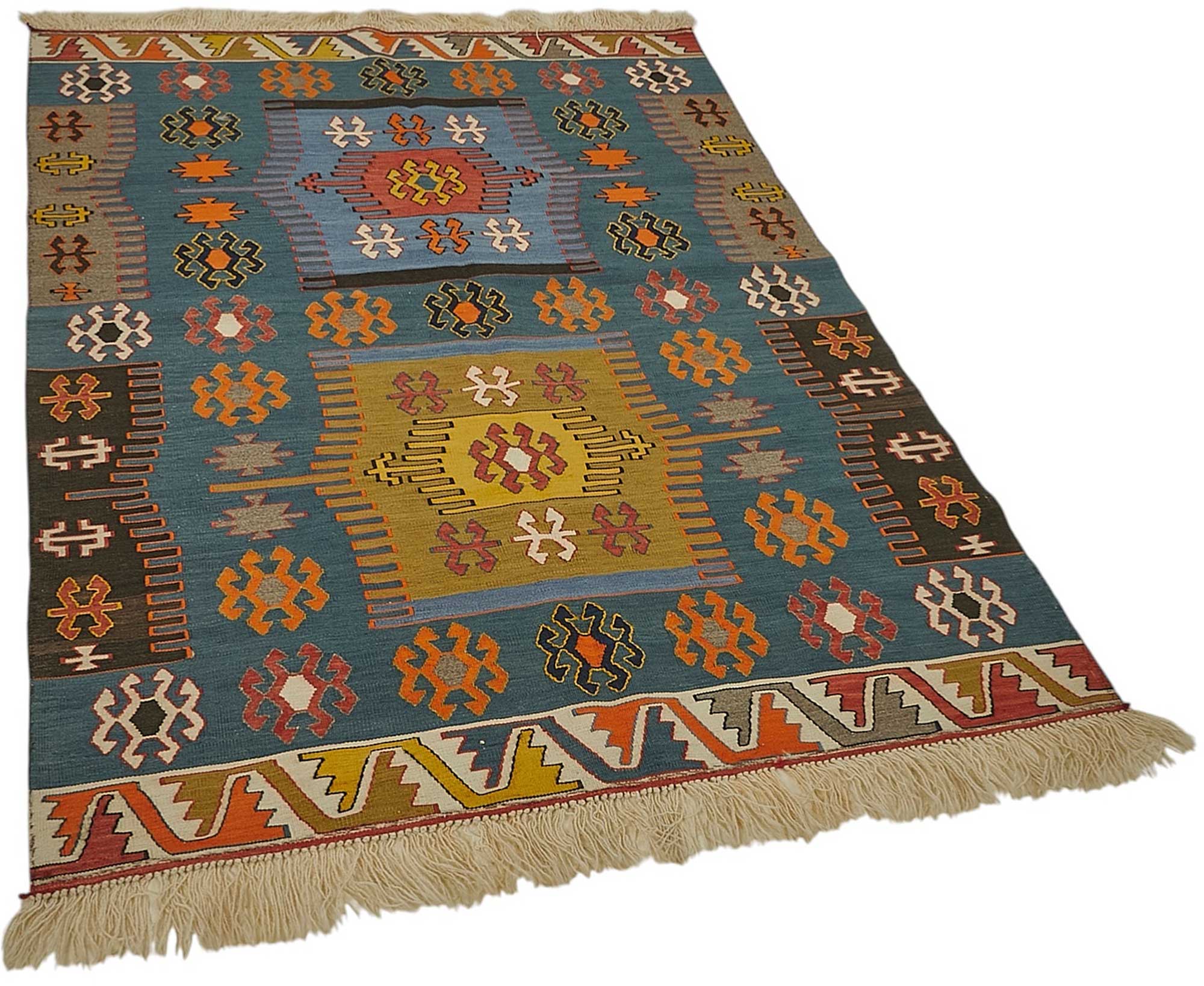 4x6 Handwoven Turkish Wool Kilim Rug - 50466