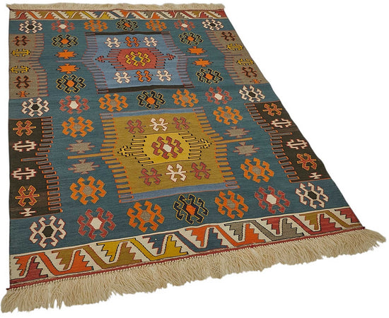 4x6 Handwoven Turkish Wool Kilim Rug - 50466