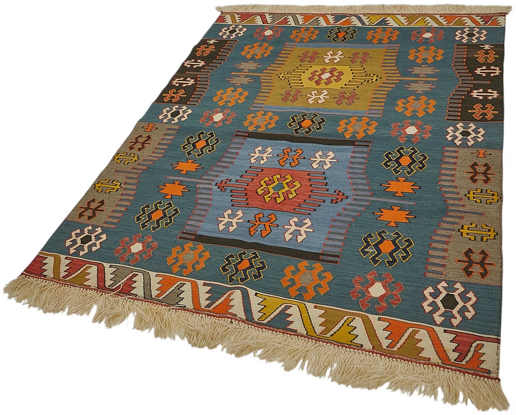 4x6 Handwoven Turkish Wool Kilim Rug - 50466
