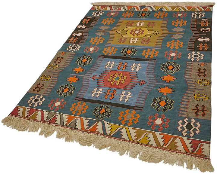 4x6 Handwoven Turkish Wool Kilim Rug - 50466