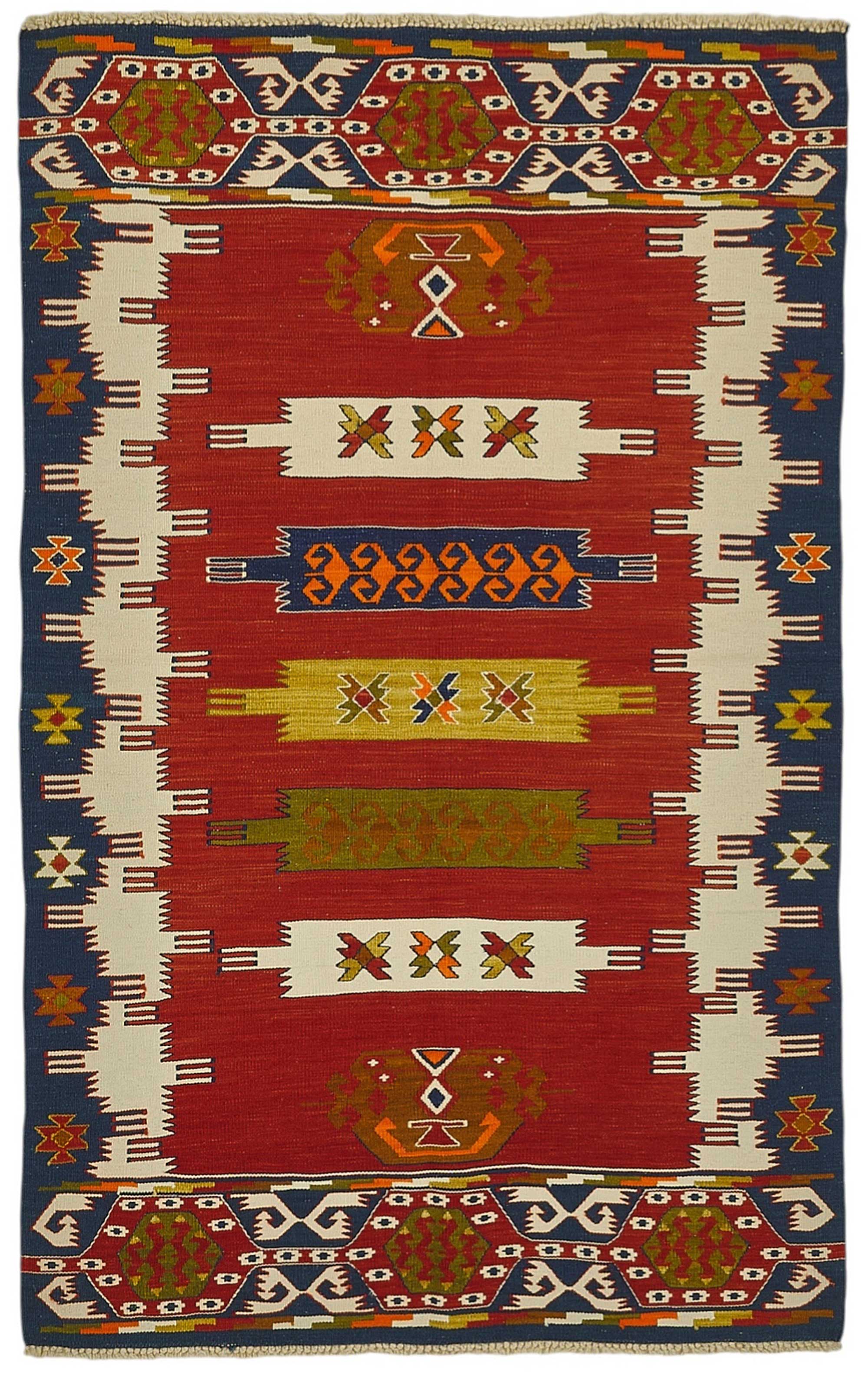 4x6 Handwoven Turkish Wool Kilim Rug - 50467