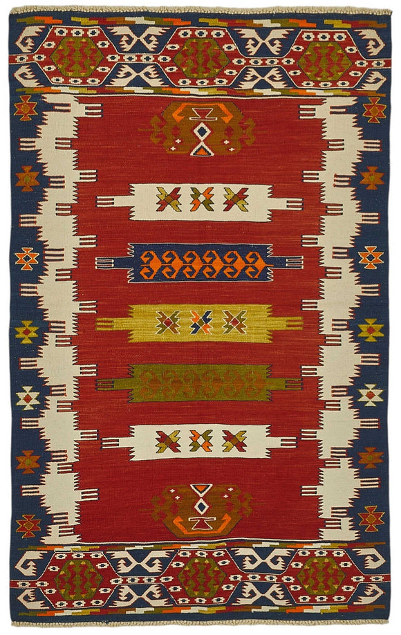 4x6 Handwoven Turkish Wool Kilim Rug - 50467