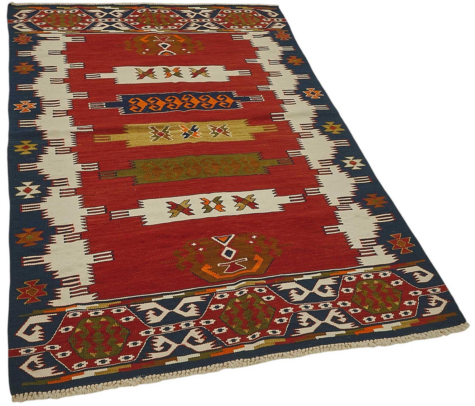 4x6 Handwoven Turkish Wool Kilim Rug - 50467