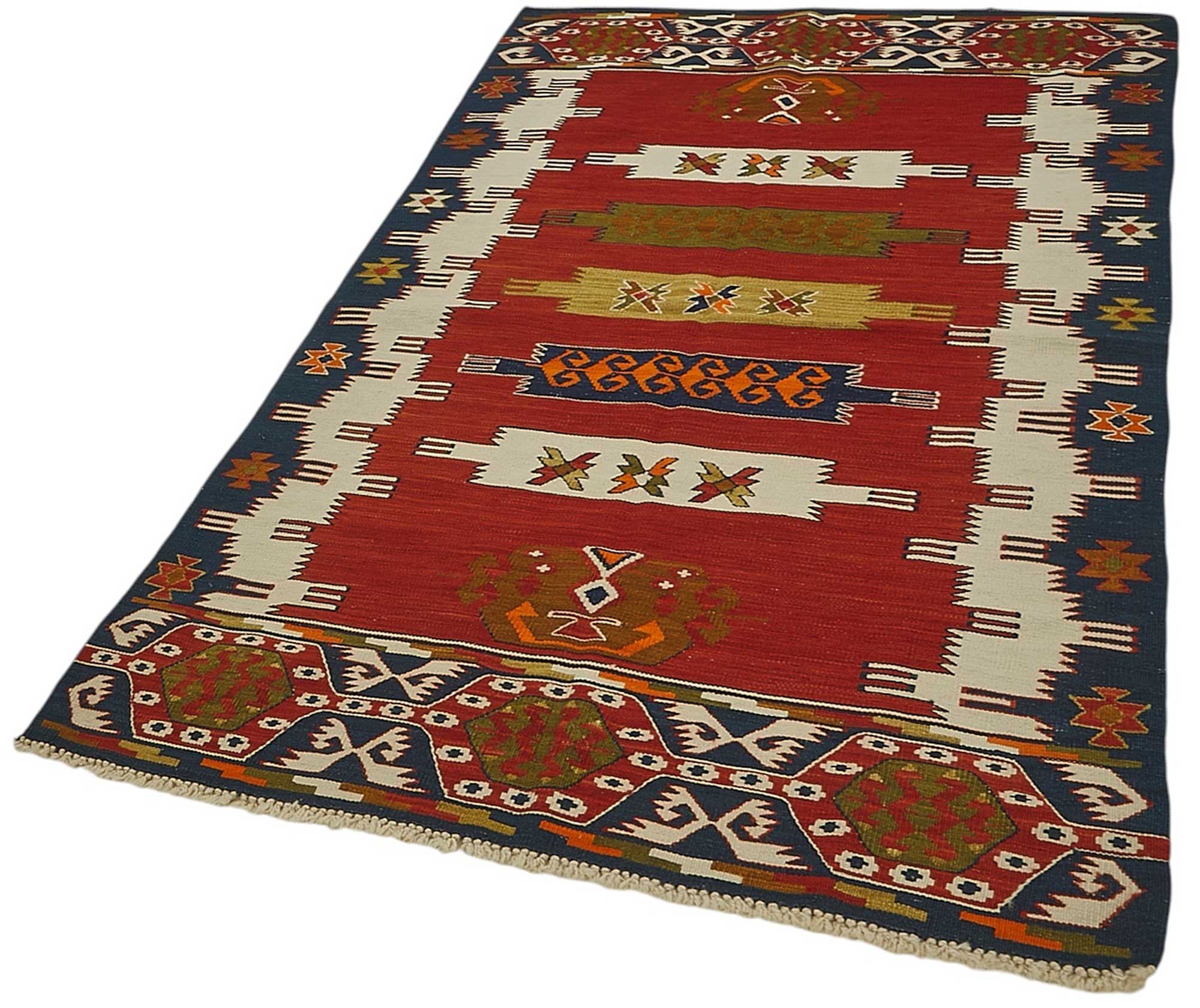 4x6 Handwoven Turkish Wool Kilim Rug - 50467