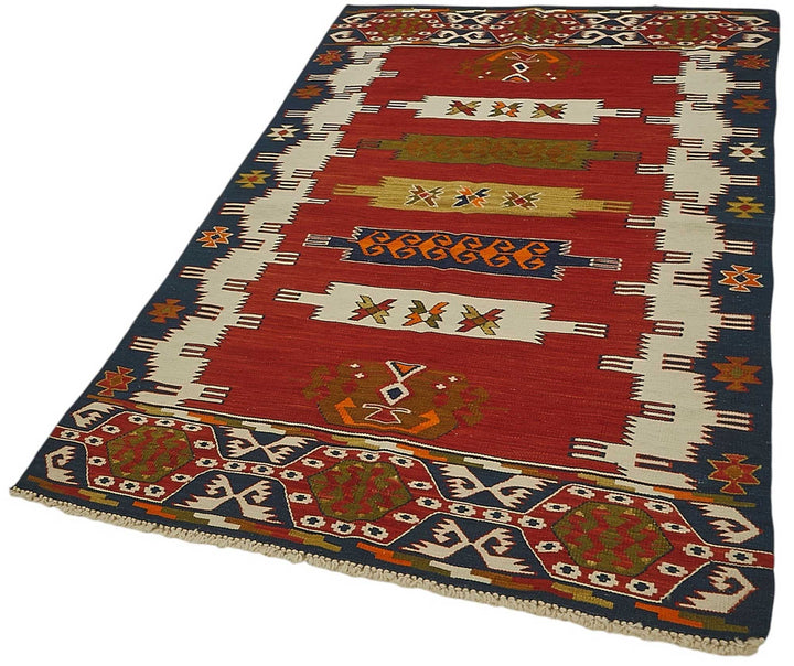 4x6 Handwoven Turkish Wool Kilim Rug - 50467