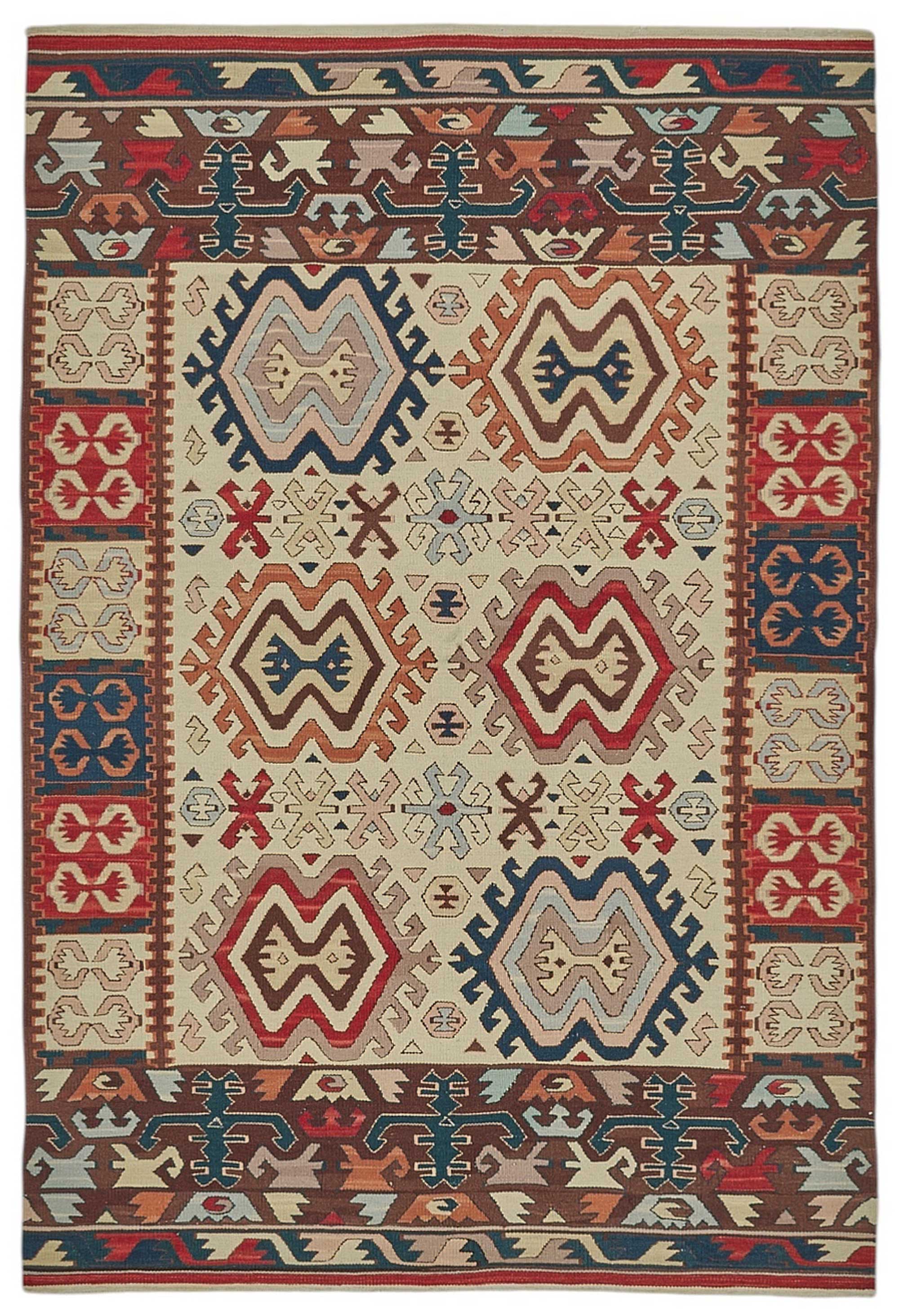4x6 Handwoven Turkish Wool Kilim Rug - 50468