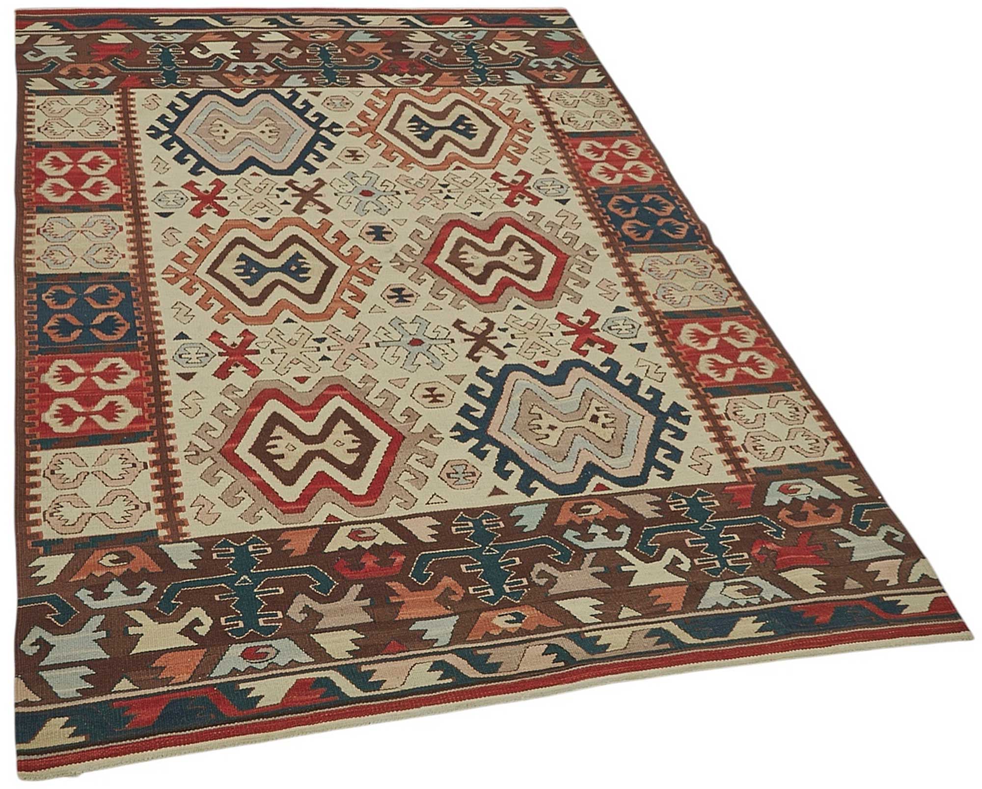 4x6 Handwoven Turkish Wool Kilim Rug - 50468