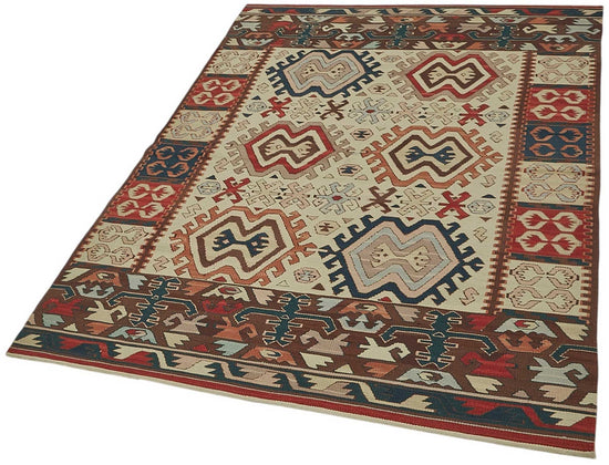 4x6 Handwoven Turkish Wool Kilim Rug - 50468
