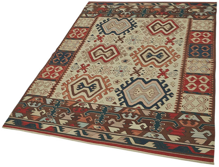 4x6 Handwoven Turkish Wool Kilim Rug - 50468