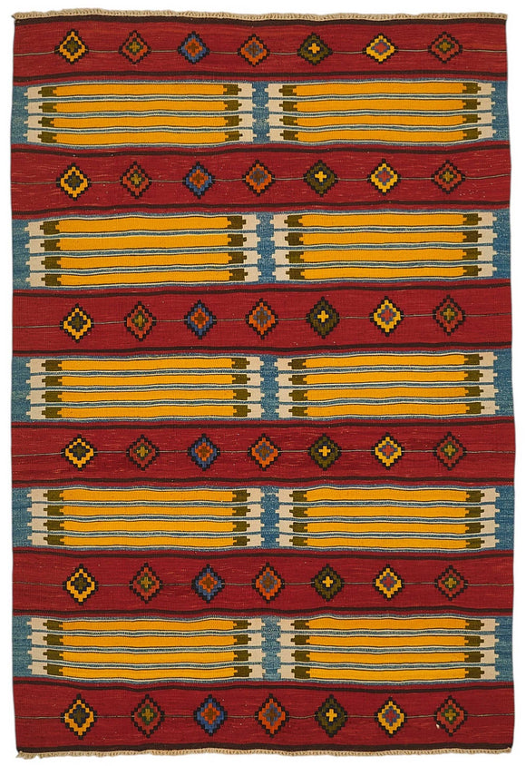 4x6 Handwoven Turkish Wool Kilim Rug - 50469