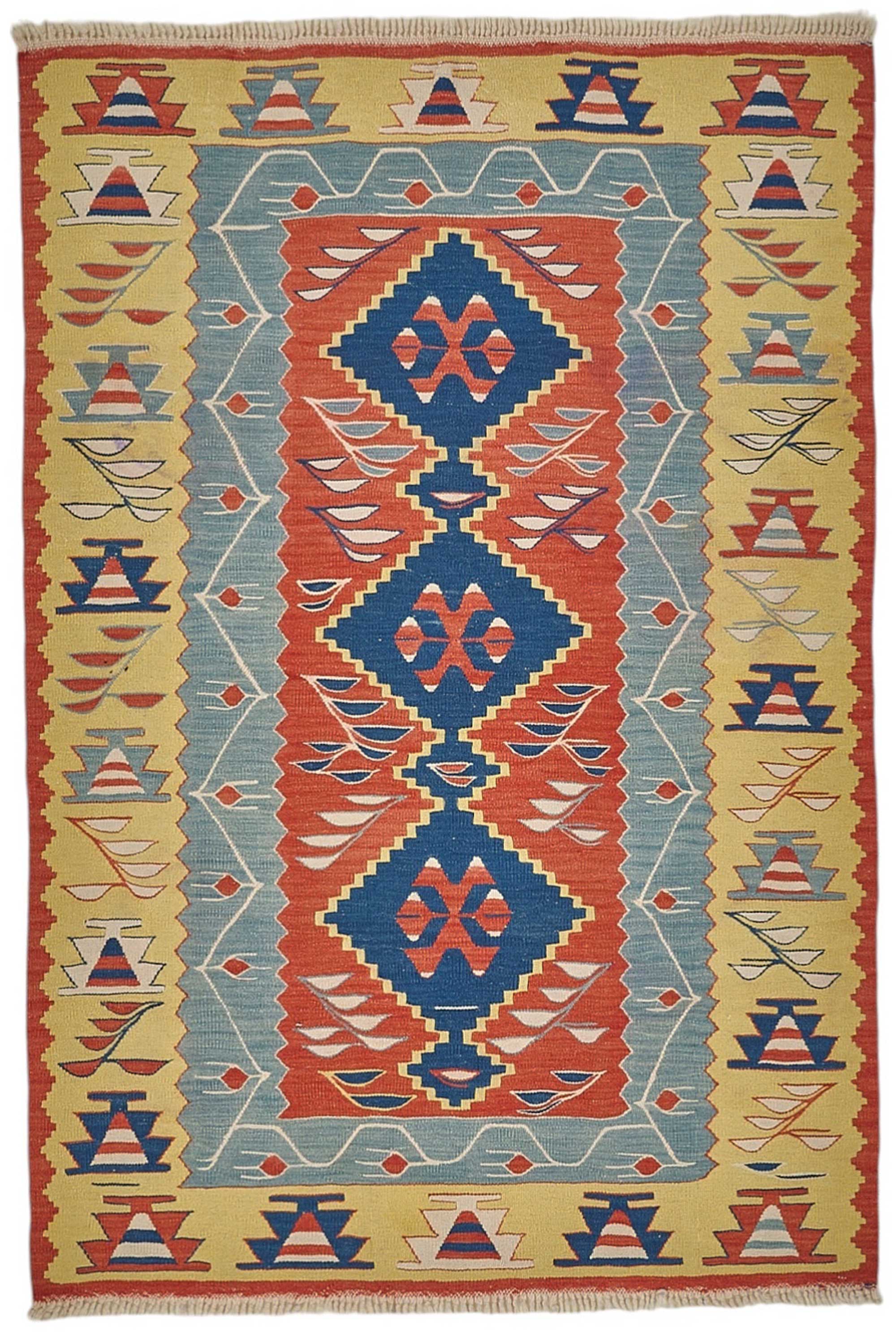 4x5 Handwoven Turkish Wool Kilim Rug - 50471