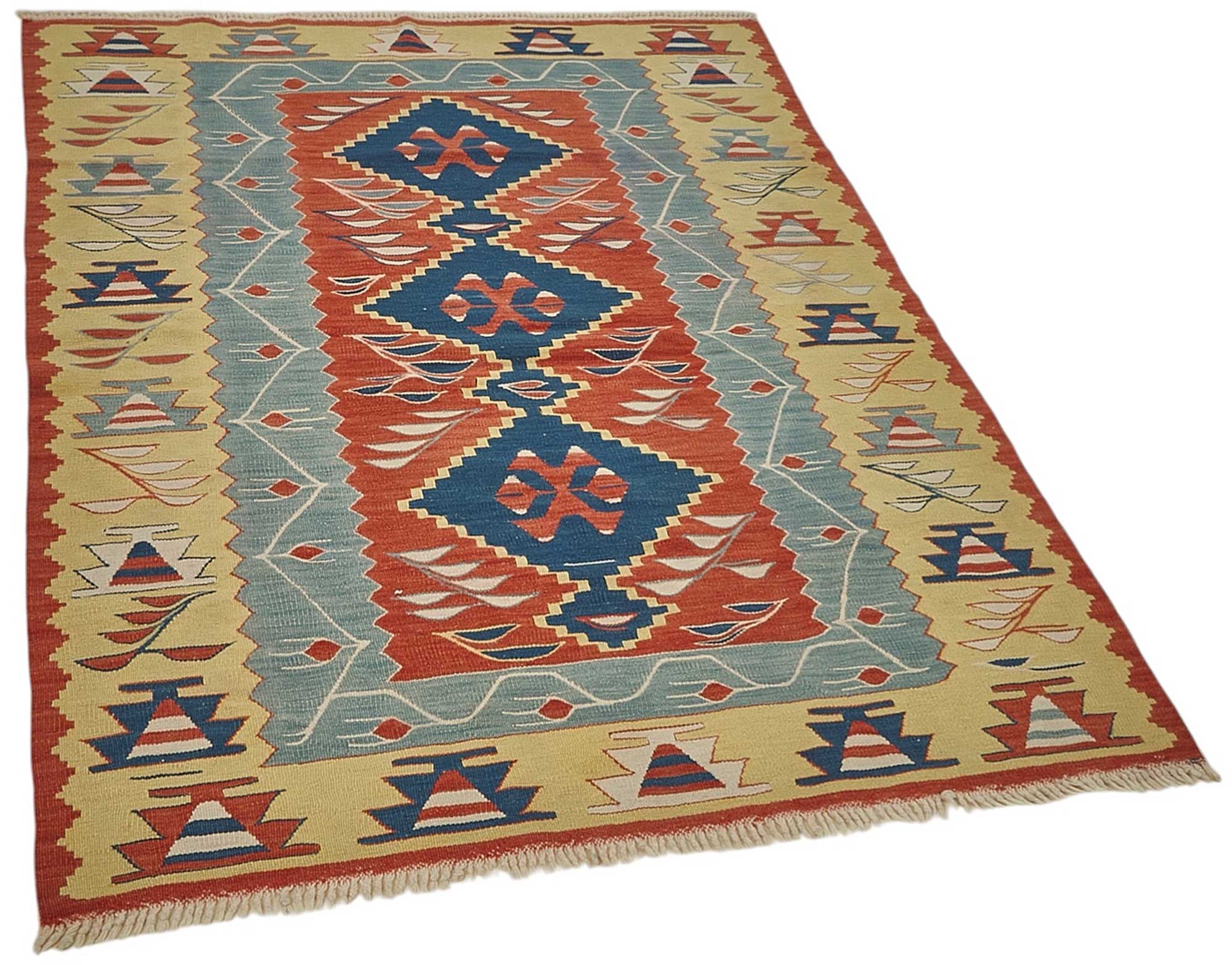 4x5 Handwoven Turkish Wool Kilim Rug - 50471