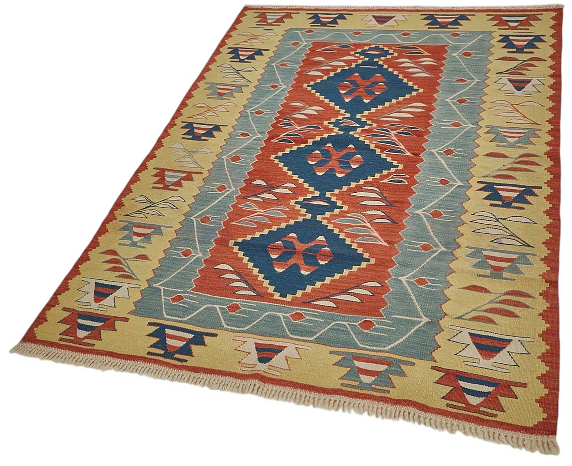 4x5 Handwoven Turkish Wool Kilim Rug - 50471