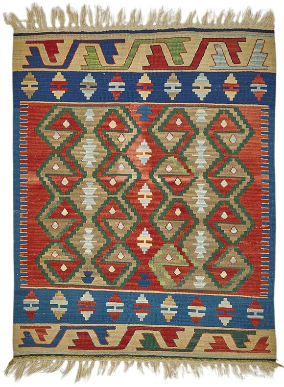 3x4 Handwoven Turkish Wool Kilim Rug - 50473