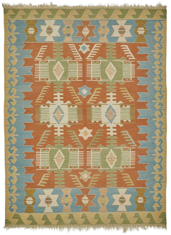 5x7 Handwoven Turkish Wool Kilim Rug - 50474