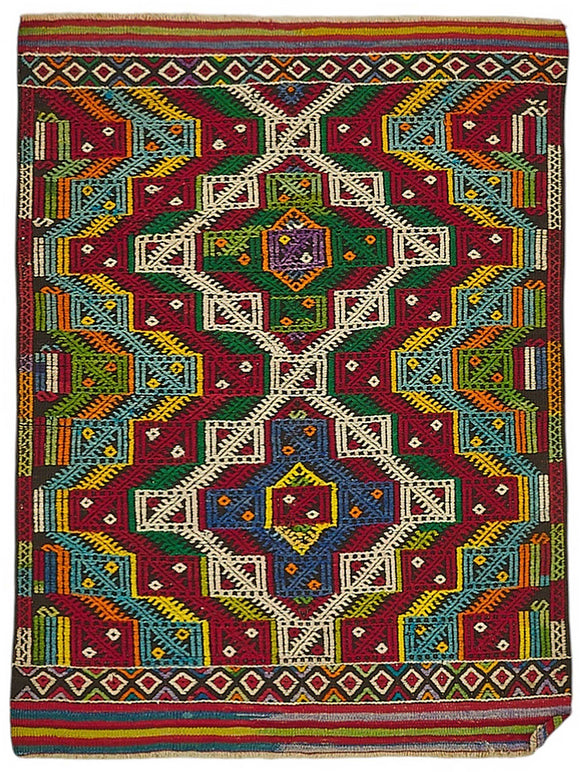 3x4 Handwoven Turkish Wool Kilim Rug - 50476
