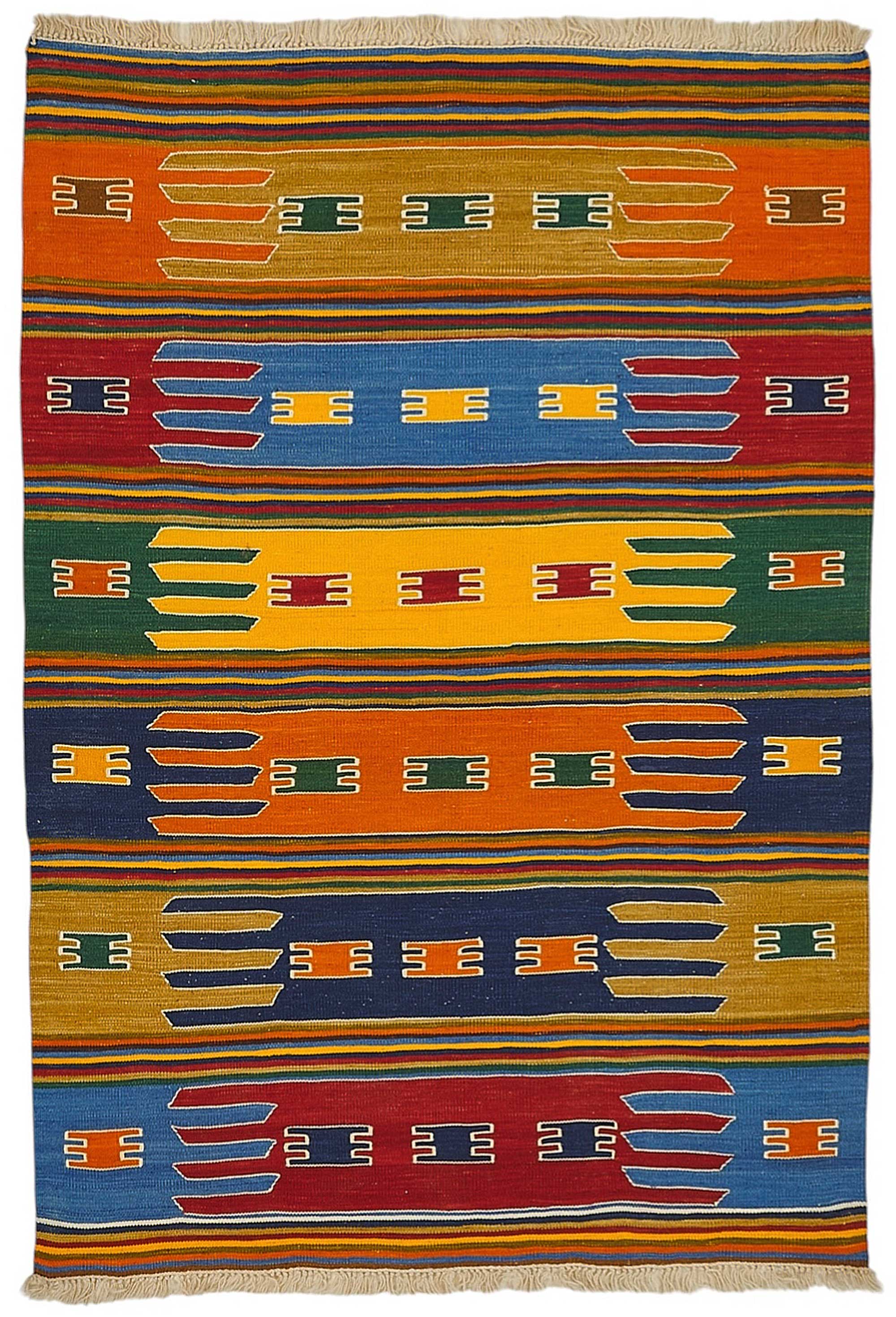 4x5 Handwoven Turkish Wool Kilim Rug - 50477