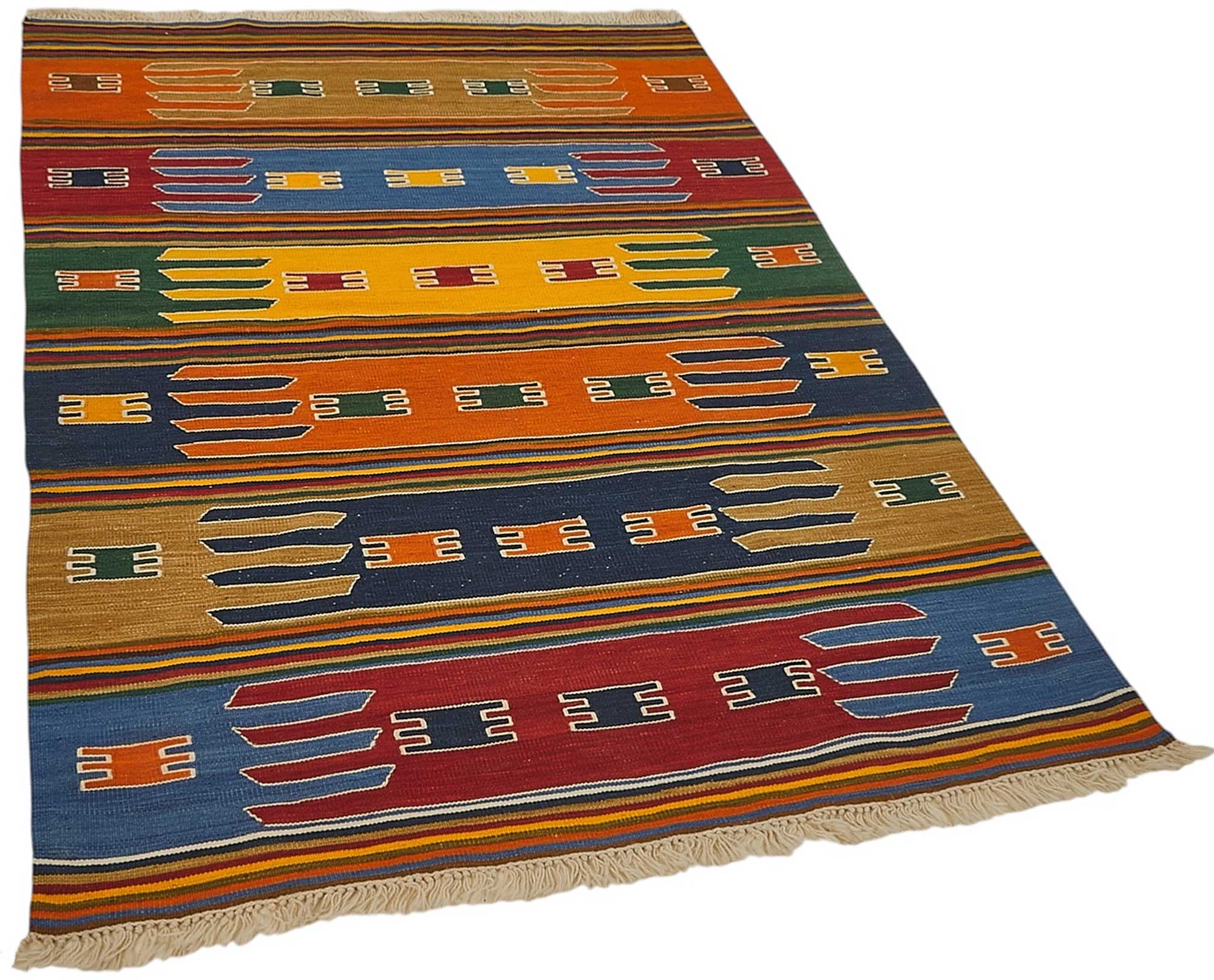 4x5 Handwoven Turkish Wool Kilim Rug - 50477