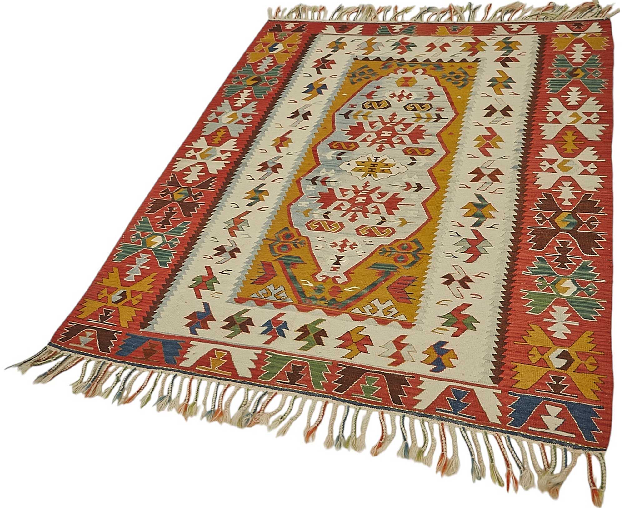 4x5 Handwoven Turkish Wool Kilim Rug - 50478