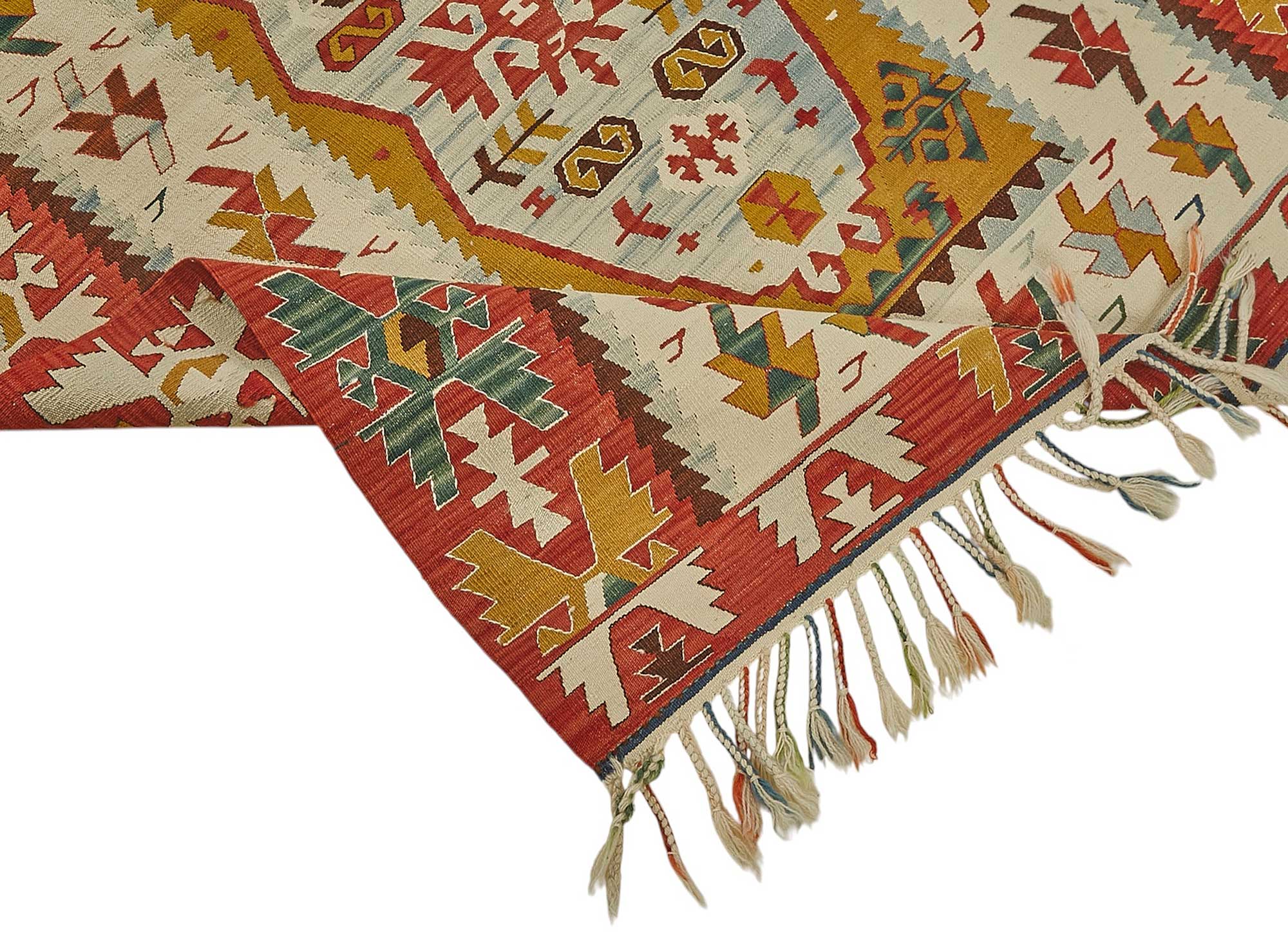 4x5 Handwoven Turkish Wool Kilim Rug - 50478