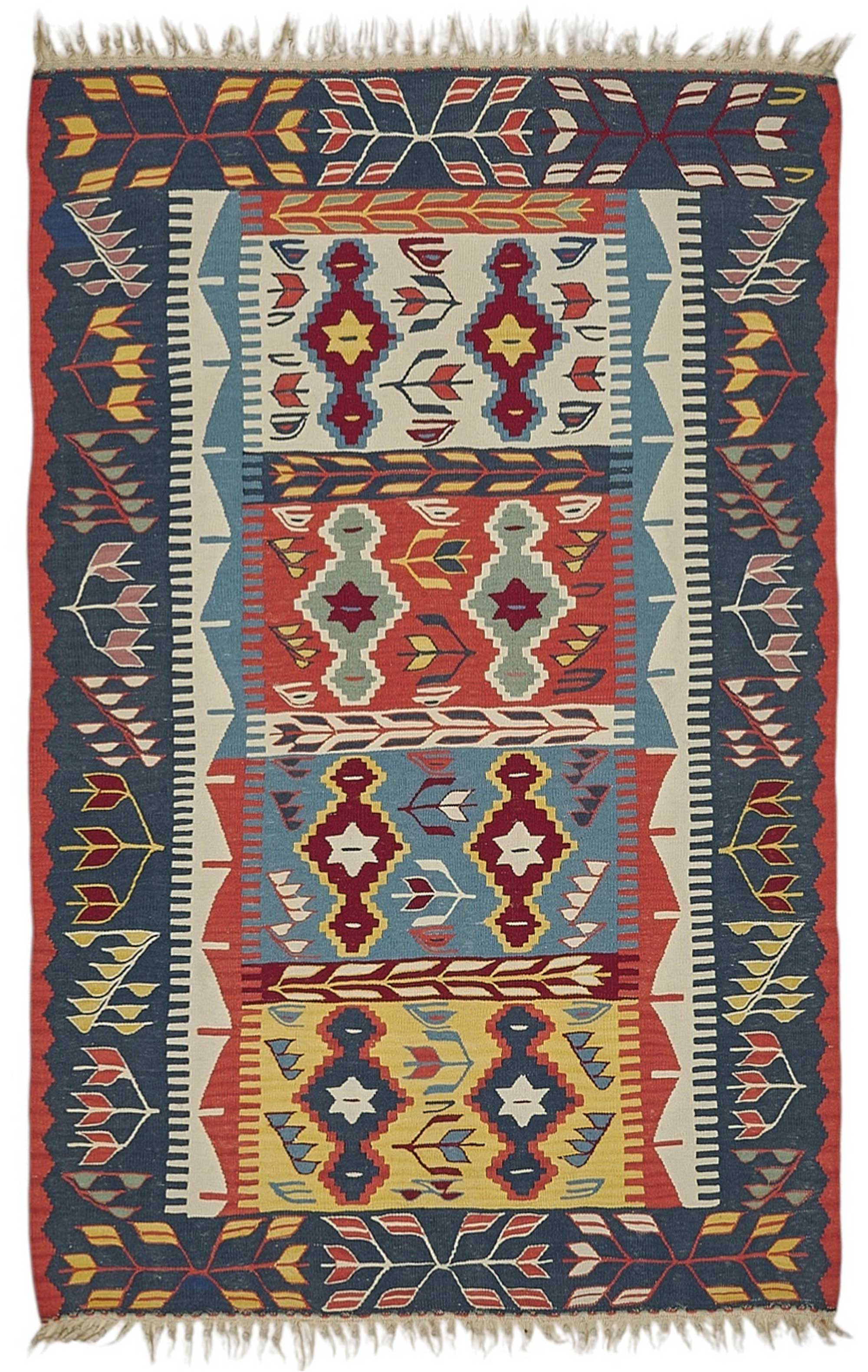 4x5 Handwoven Turkish Wool Kilim Rug - 50479