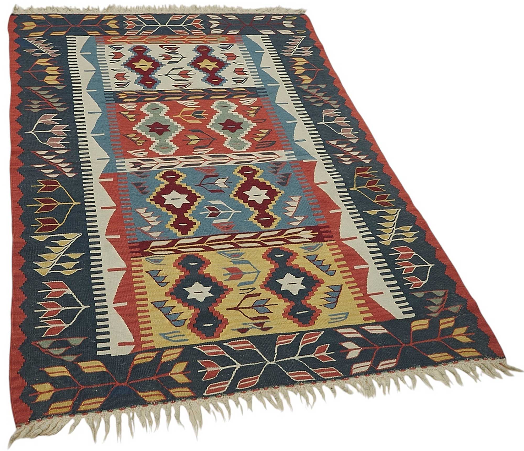 4x5 Handwoven Turkish Wool Kilim Rug - 50479