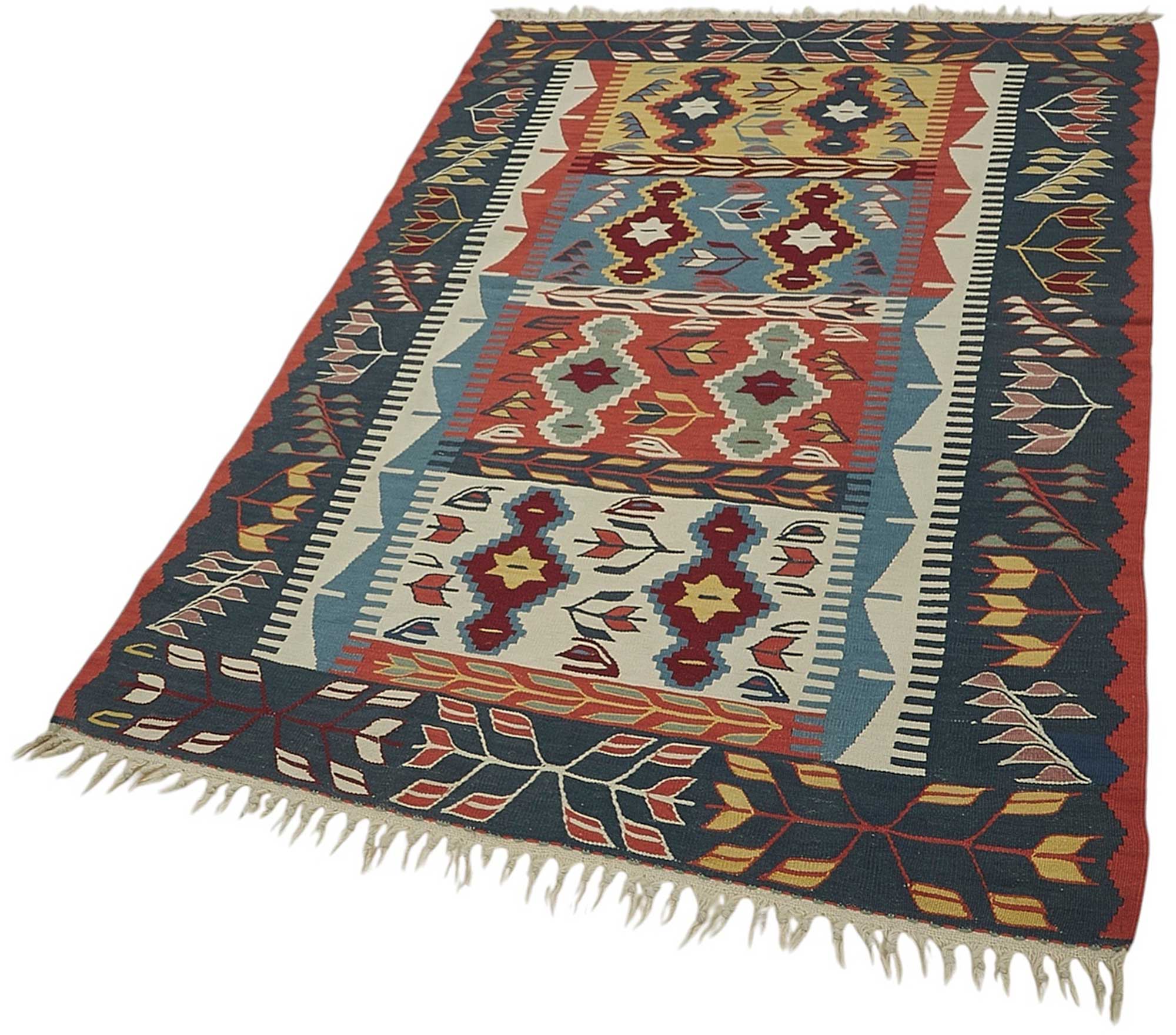 4x5 Handwoven Turkish Wool Kilim Rug - 50479