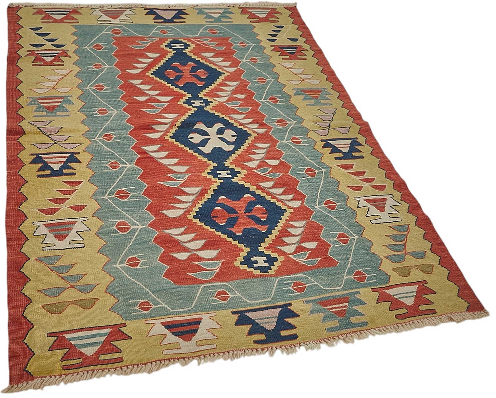 4x5 Handwoven Turkish Wool Kilim Rug - 50480